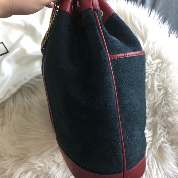 SOLD Gucci Rajah bucket bag medium dark blue suede - Picture 8 of 16